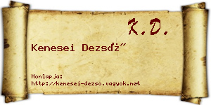 Kenesei Dezső névjegykártya